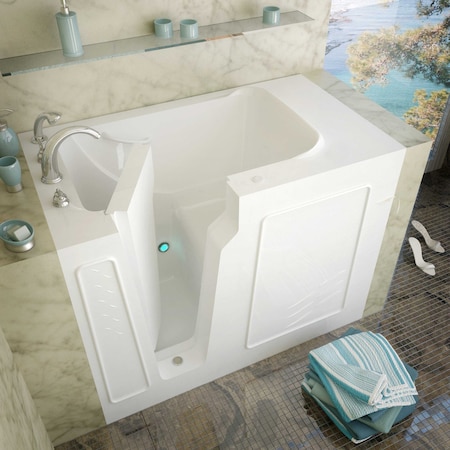 Meditub MediTub Walk-In 29 x 52 Left Drain White Soaking Walk-In Bathtub 2952LWS